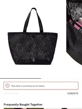 Victoria's Secret Black Lace Tote with Logo Straps